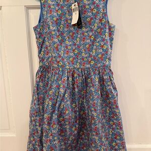 Ralph Lauren Girls Blue Floral Sleeveless Cotton Dress